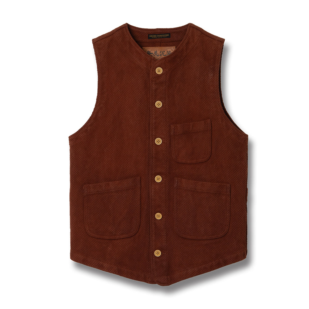Amami Oshima Mud-Dyed Sashiko Vest [4637]