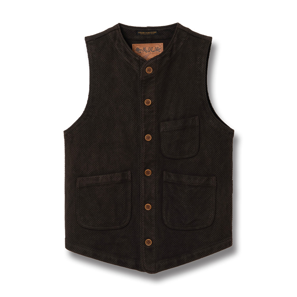 Amami Oshima Mud-Dyed Sashiko Vest [4637]