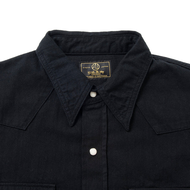 Kyoto Black Pattern Dyed Western Shirt [5686]
