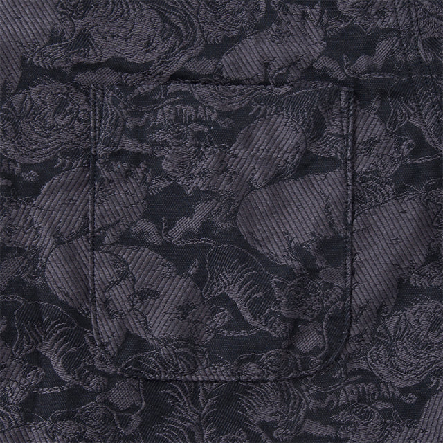 Kyoto Black Pattern Dyed Jacquard Short Sleeve Shirt [5687]