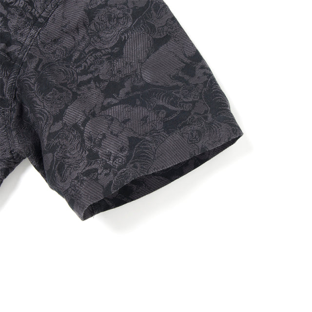 Kyoto Black Pattern Dyed Jacquard Short Sleeve Shirt [5687]