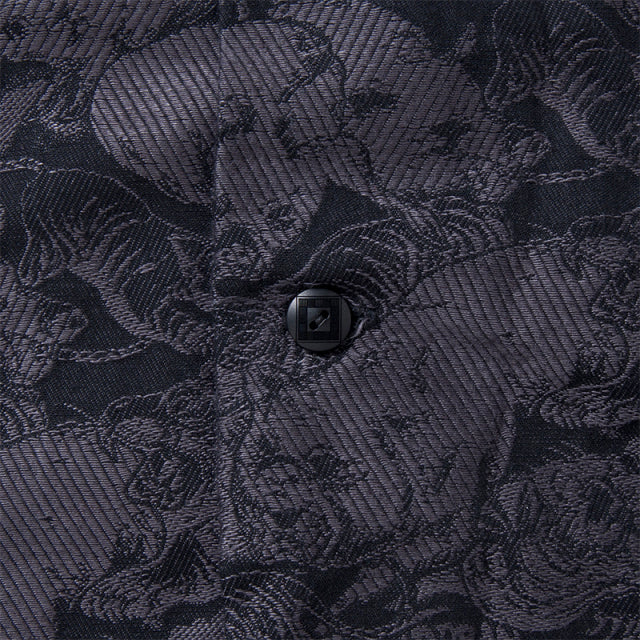 Kyoto Black Pattern Dyed Jacquard Short Sleeve Shirt [5687]