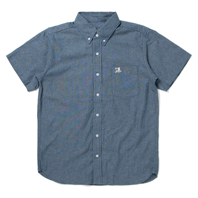 Short Sleeve Chambray Button-Down Shirt [5694]