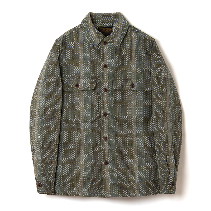 Noragi Army Sashiko Long Sleeve Shirt [5718]
