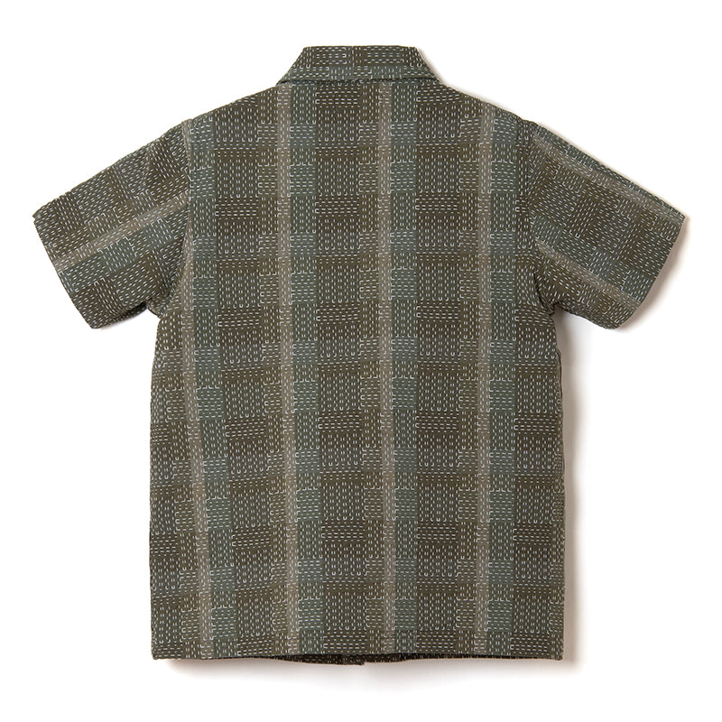 Noragi Army Sashiko Short Sleeve Shirt [5719]