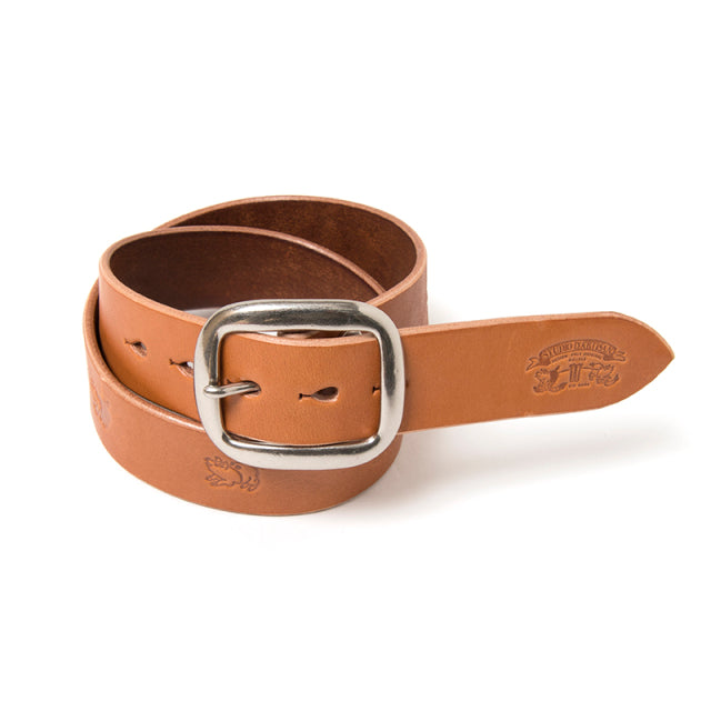 Kaki-Dyed Benz Leather Embossed Belt [B-82-KAKI]