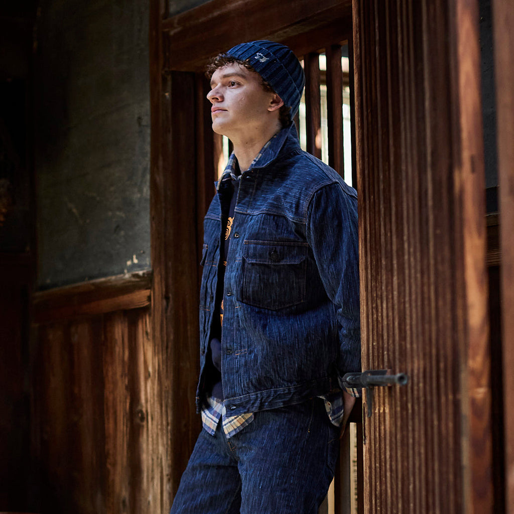 Awa Indigo & Persimmon-Dyed Denim Jacket [D4615]