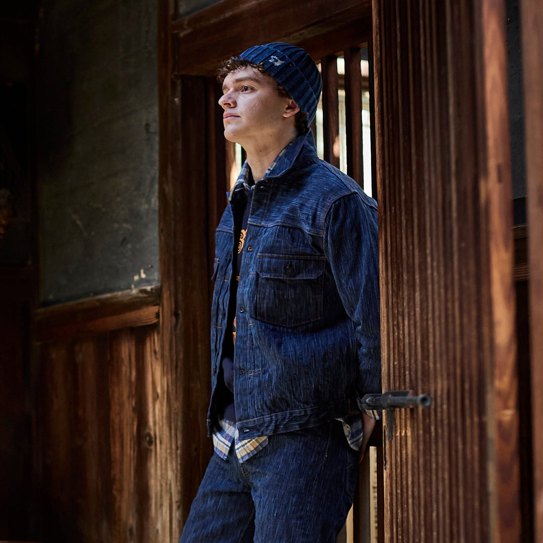 Awa Indigo & Persimmon-Dyed Denim Jacket [D4615]